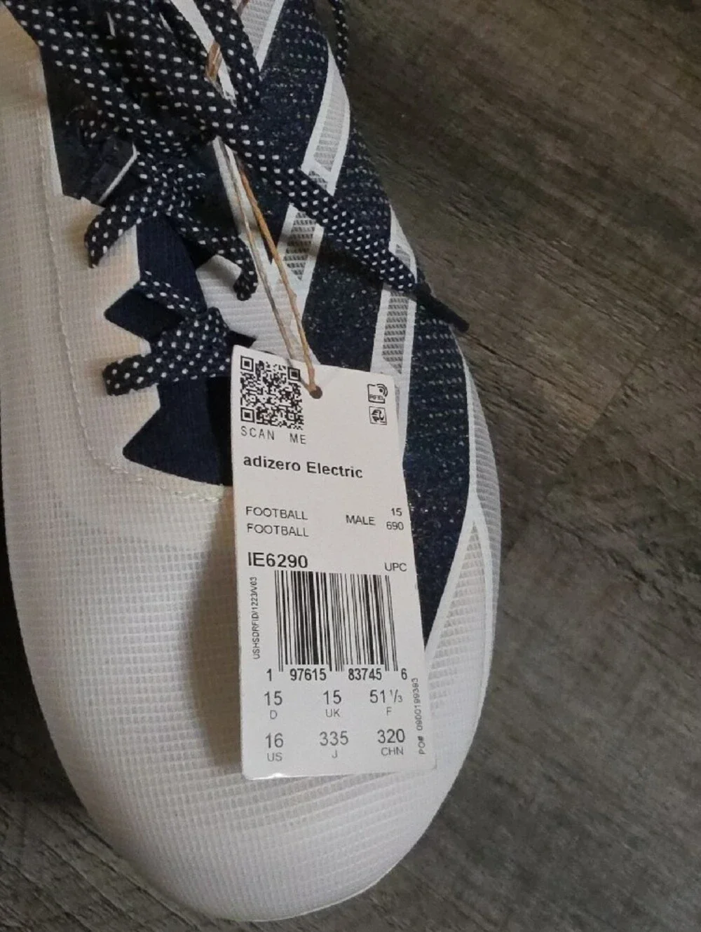 adidas Adizero Electric Men’s White with Navy Accents Athletic Cleats